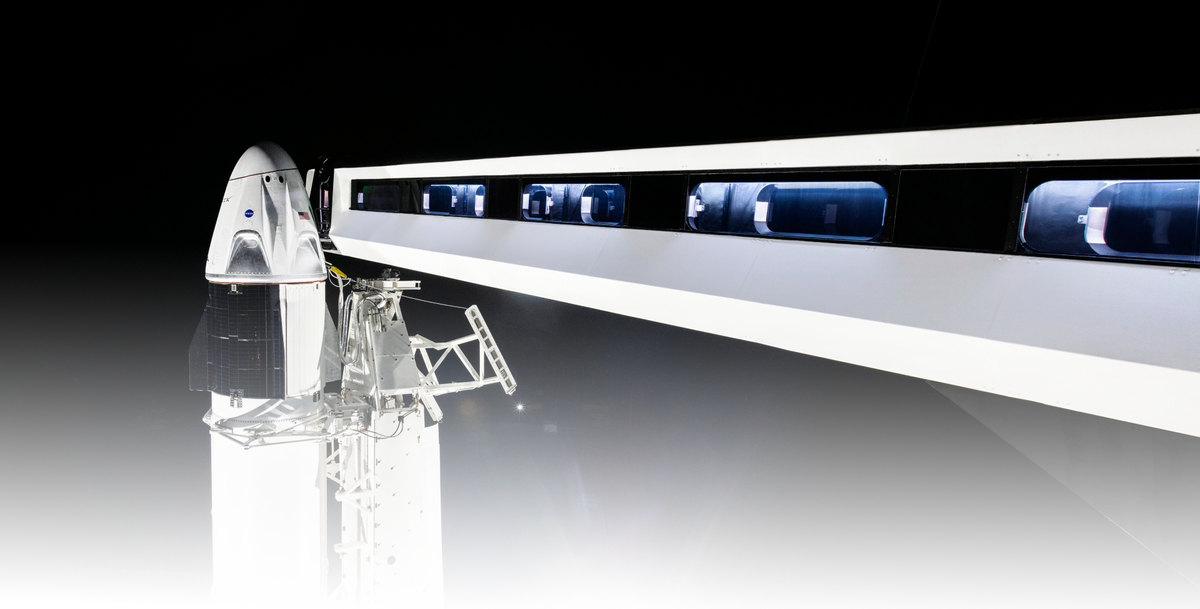 SpaceX Dragon attatched to structure in space